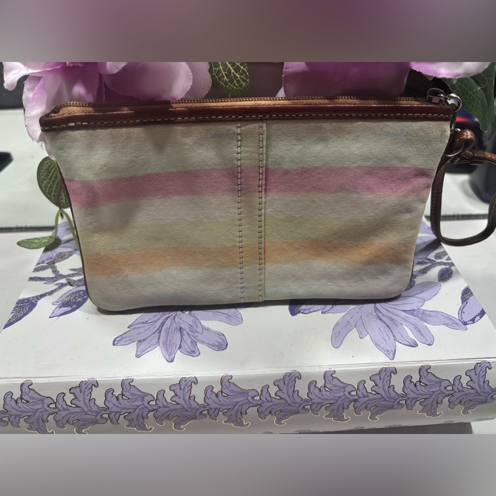 Coach Pastel Rainbow Stripe Wristlet – Watercolor Logo Print - Picture 4 of 9